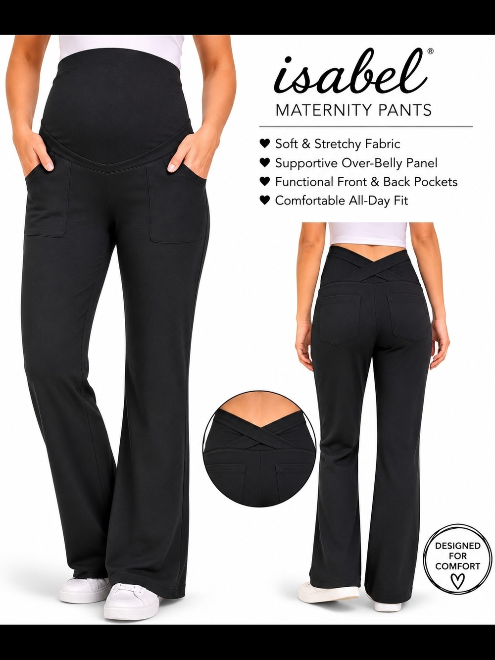 Isabel Maternity by Ingrid & Isabel Black Straight-Leg Maternity Pants